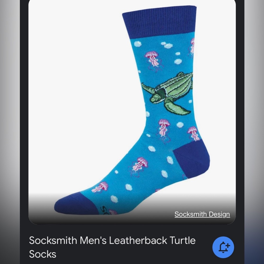SOCKSMITH.‎ Endangered species. Men's Turtle Socks. Crew. Fits Sz 7-12.5